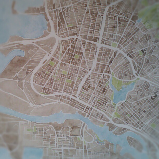 Oakland #map #watercolor #denverart #summitridge