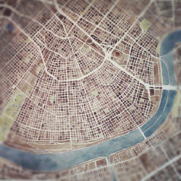 New Orleans #nola #watercolor #map #city #summitridge