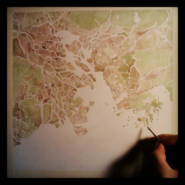 Hand painted map #summitridge  #map #watercolor  #denverart