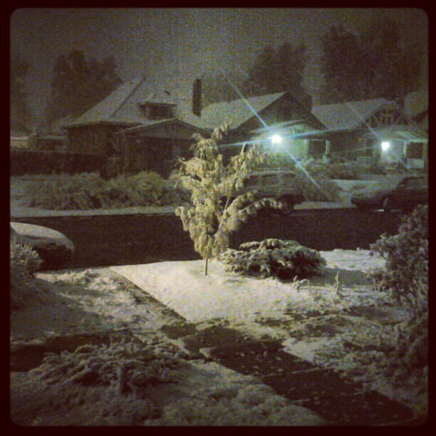 Snowy night #denver #snow