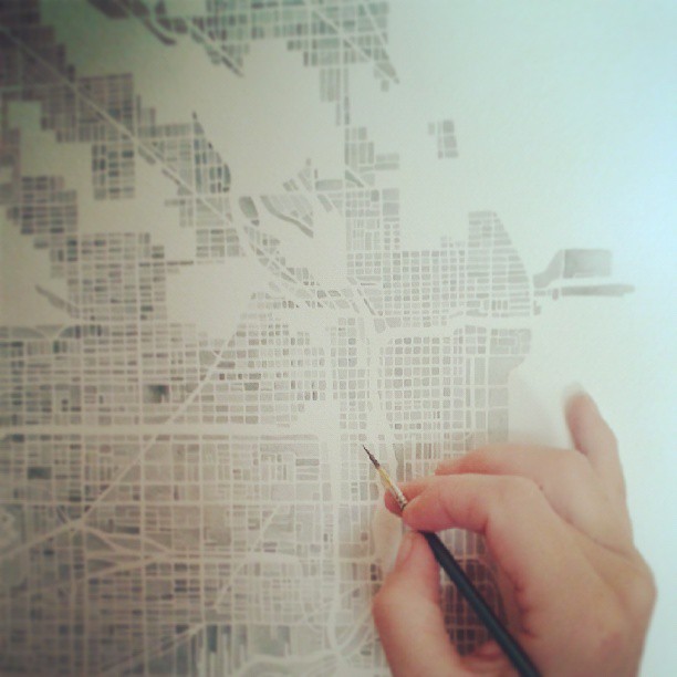 Chicago #handpainted #watercolor #map #custom #interiordesign #design #art