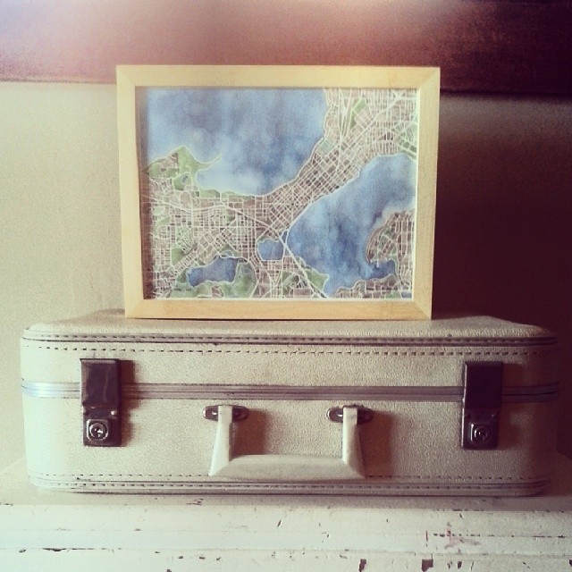 Madison framed #watercolor #map #bamboo #frame #summitridge