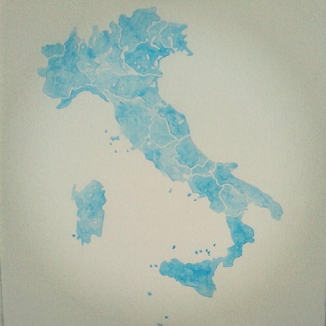 Italy #watercolor #map #blue #summitridge