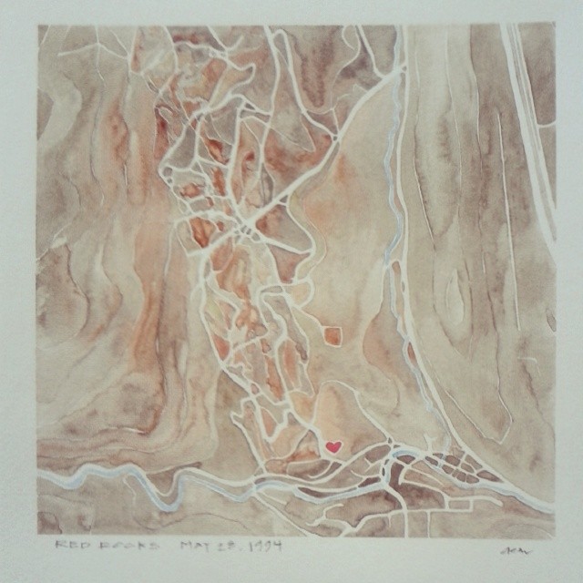 Red Rocks #Denver #Morrison #watercolor #map #summitridge