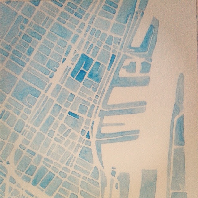 Old Montreal #canada #blue #watercolor #map #summitridge