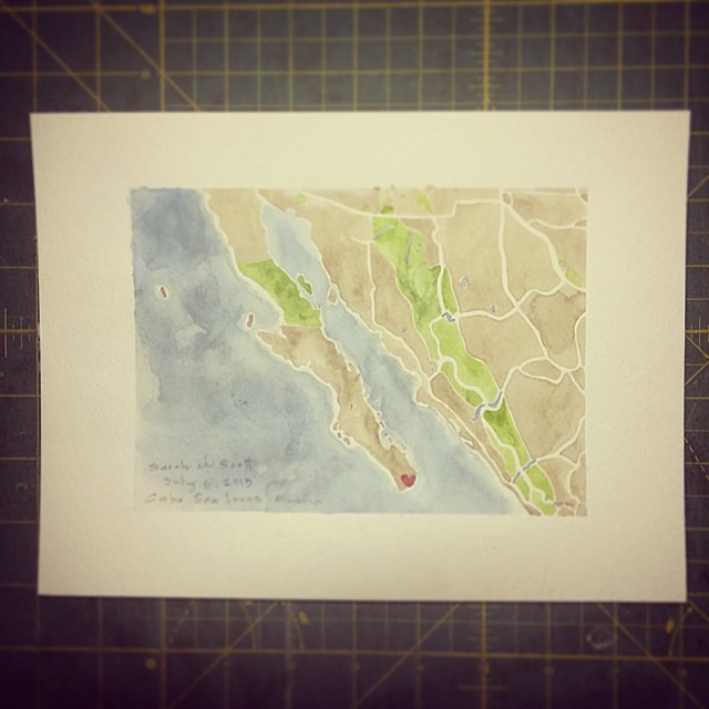 Cabo San Lucas #Mexico #watercolor #map #summitridge