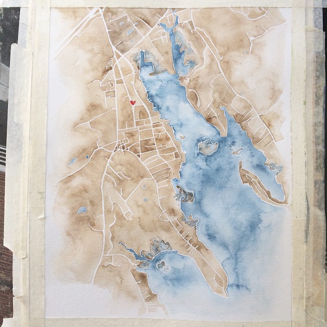 Marion Ma #watercolor #map #summitridge