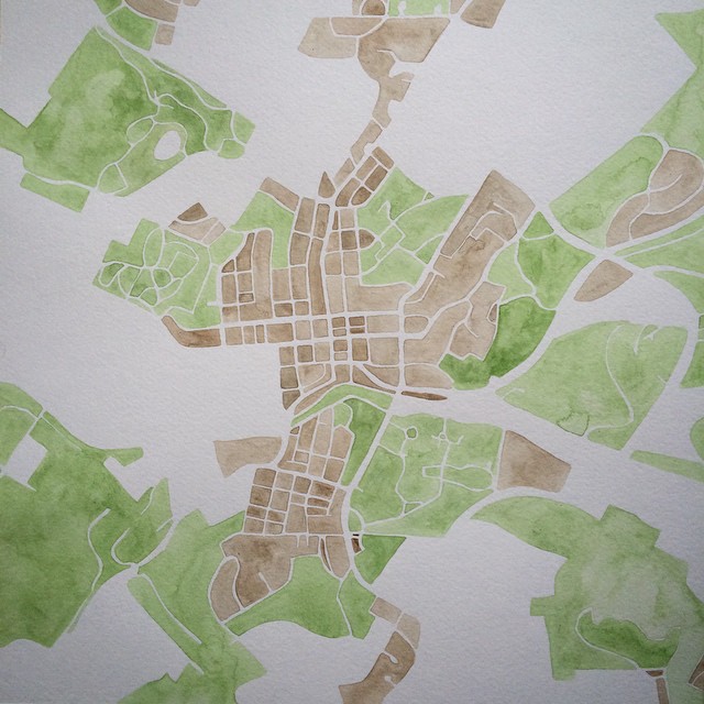 Staunton #va #watercolor #map #summitridge