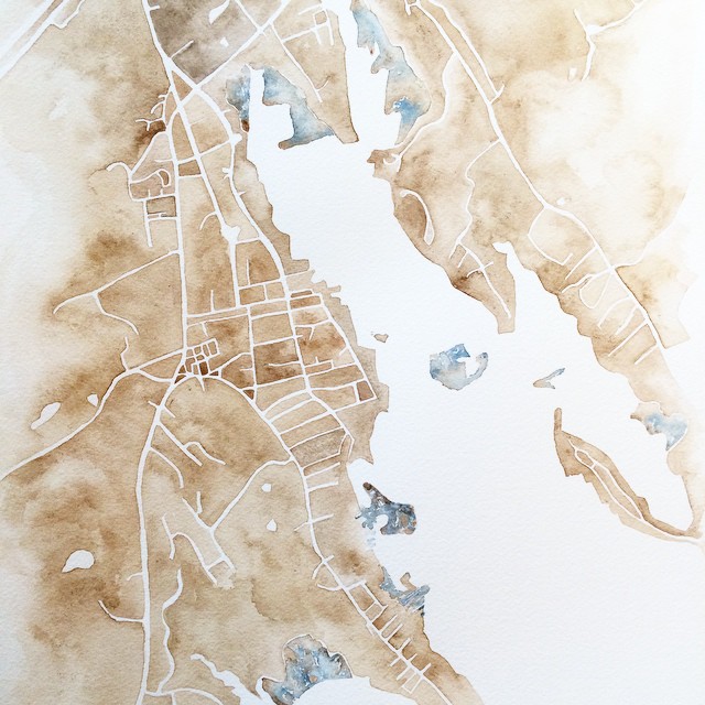 Marion #mass #watercolor #map #sepia #indigo #summitridge