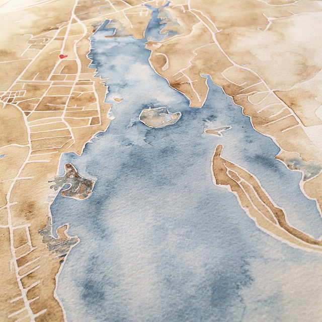 Marion #indigo #sepia #watercolor #map #painting #summitridge