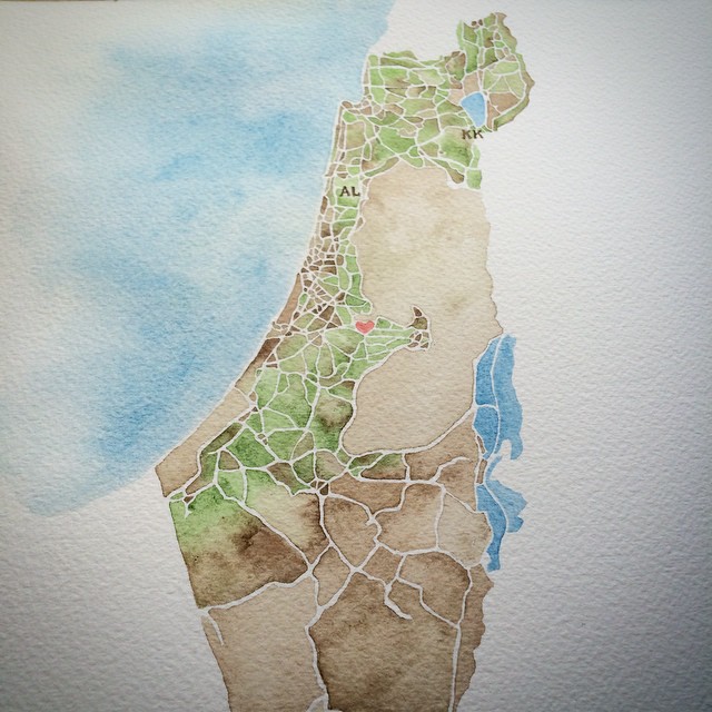 Israel #summitridge #map #watercolor #Israel