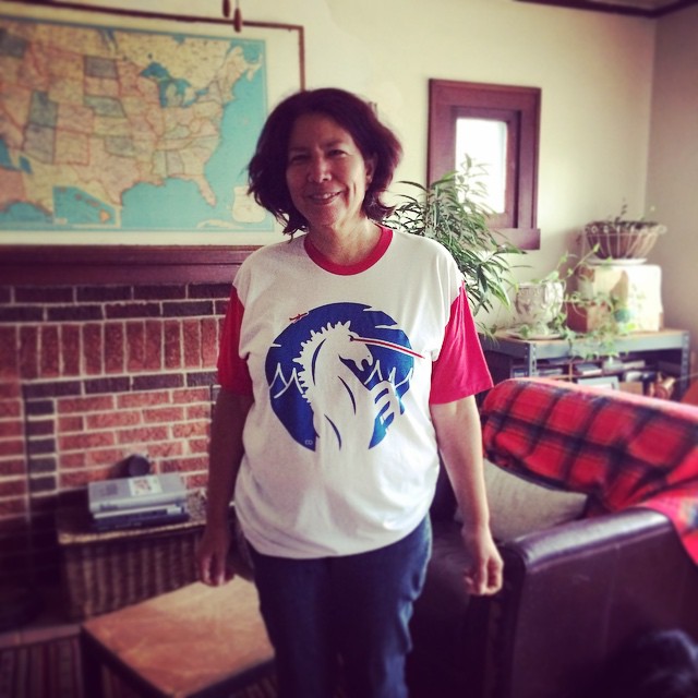 Anna in her new Blucifer shirt #iheartdenver #blucifer #denver