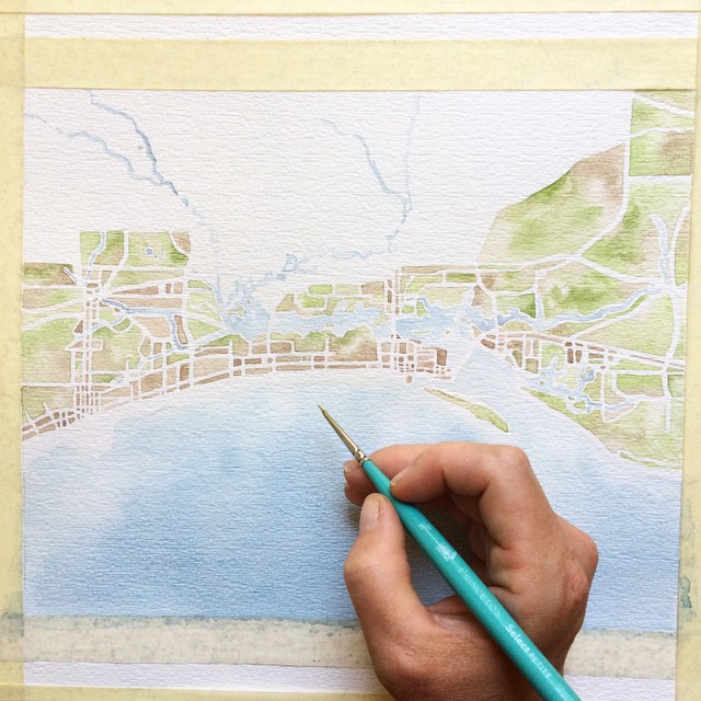 Gulf Coast in progress #MS #gulf #summitridge #watercolor #map #art