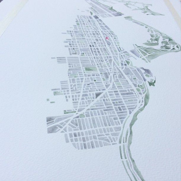 Green and Gray #Toronto #watercolor #map