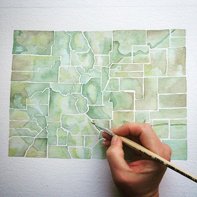 Colorado #watercolormap #colorado #denver #art #green #map