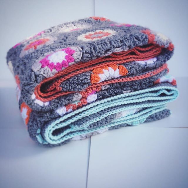 Crochet baby blankets #coral #mint #orange #pink #gray #white