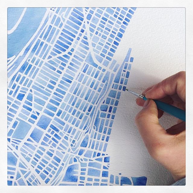 By popular request Hoboken in blue #Hoboken #nj #hobokennj #blue #watercolormap #summitridge