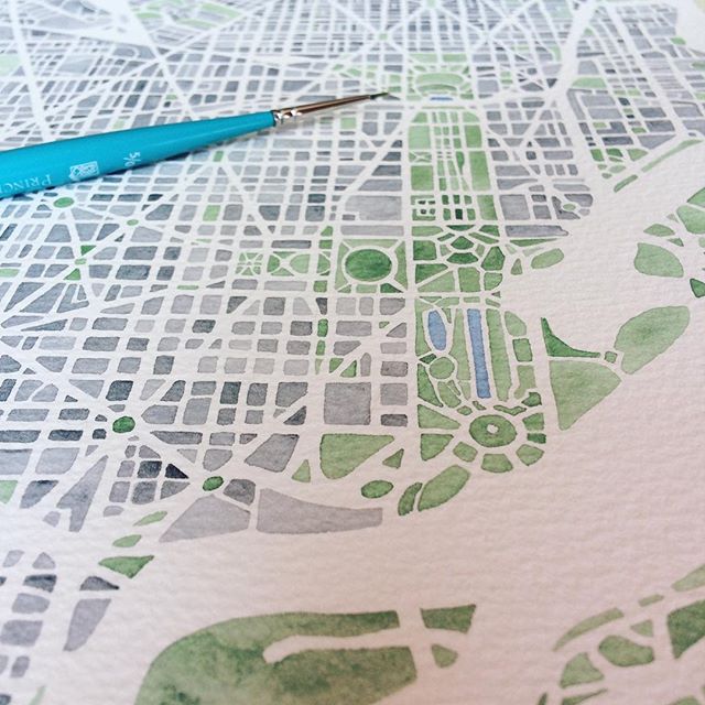 DC parks and rec #watercolormap #watercolorcity #painting #summitridgestudio #art