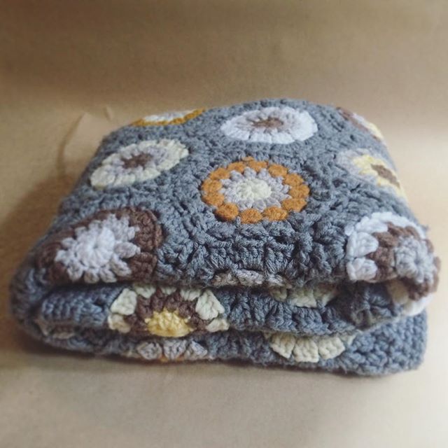 Baby Blanket #crochetafghan #crochet #babyshower #babyblanket #gray #yellow #orange #brown #white #love