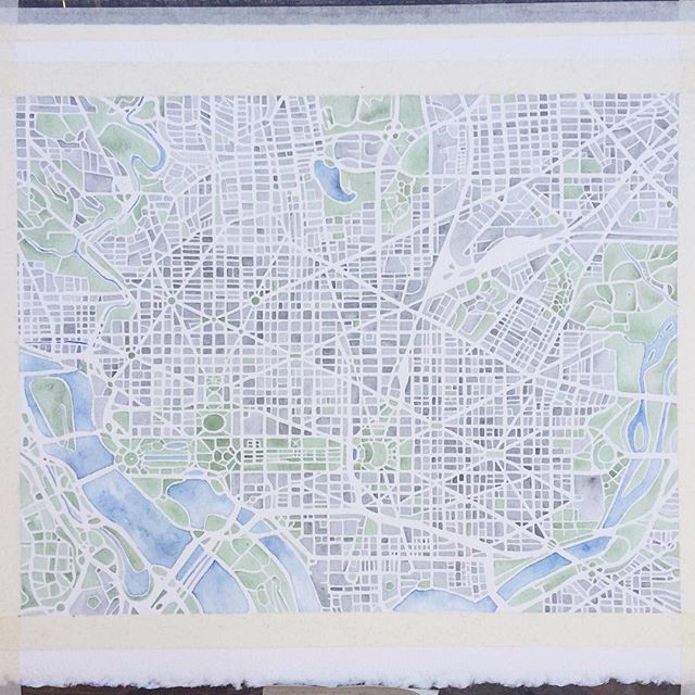 Washington #indigo #gray #green #dc #watercolormap #artofinstagram #painting #summitridgestudio