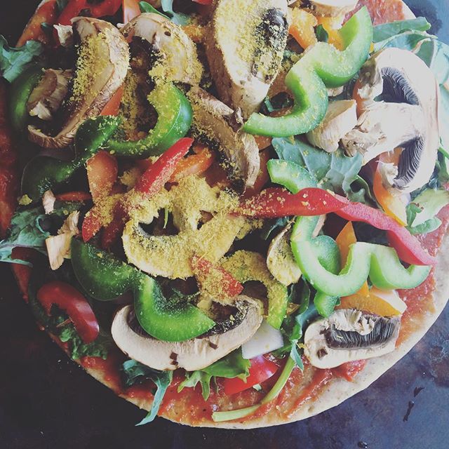 Vegan pizza with Thai red curry paste #yum #vegan #denver #pizza #forksoverknives #highcarbvegan